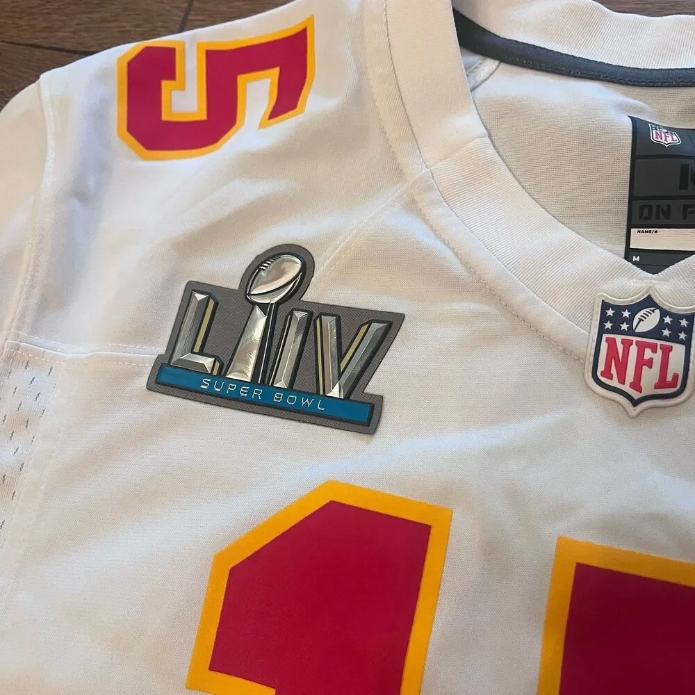 Nike Patrick Mahomes Kansas City Chiefs Super Bowl LIV Patch White Jersey Size M
